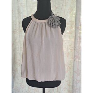 Zara Sheer Blouse with Fabric Flower Detail